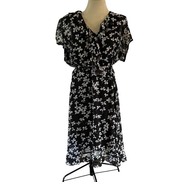 JBS Dresses & Skirts - Vtg Y2K 2000s Dark Floral Ruffle Tie Dress Plus Sz 24W WHimsygoth Fairy Grunge